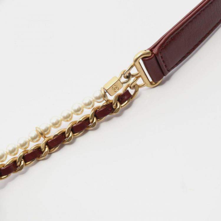 Pre Owned Chanel Matelasse Shoulder Bag Lambskin Leather Bordeaux