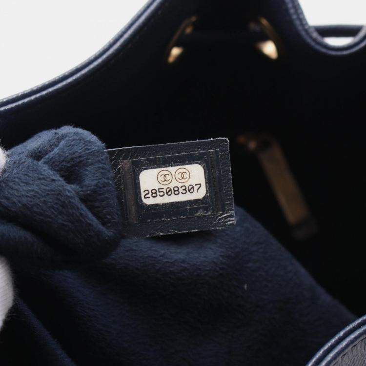 مملوكة مسبقًا Chanel Deauville Shoulder Bag Leather Grained Calfskin Navy