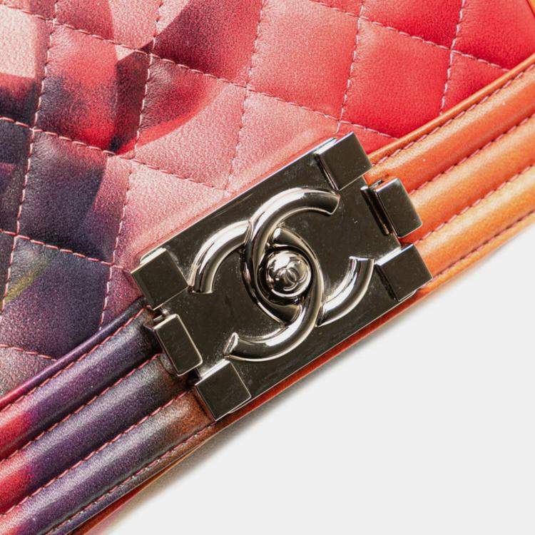 مملوكة مسبقًا Chanel Boy Chanel Coco Mark Chain Shoulder Bag Handbag Pink Multicolor Lambskin