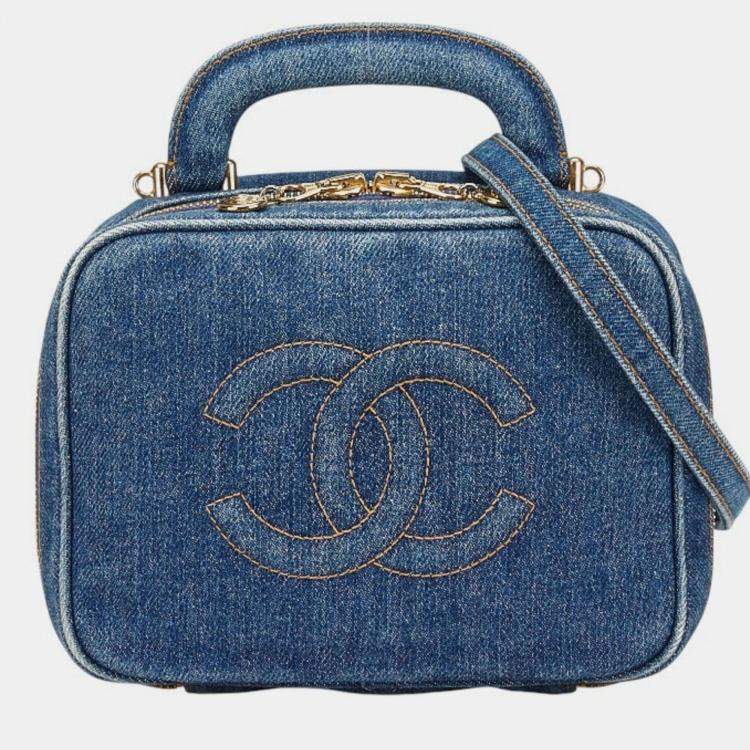 مملوكة مسبقًا Chanel Coco Mark Vanity Bag Shoulder 2-Way Indigo Blue Denim
