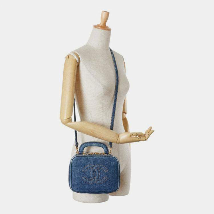 مملوكة مسبقًا Chanel Coco Mark Vanity Bag Shoulder 2-Way Indigo Blue Denim