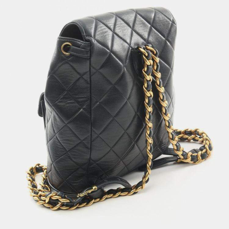 Pre Owned Chanel Matelasse Backpack Lambskin (Sheepskin) Black
