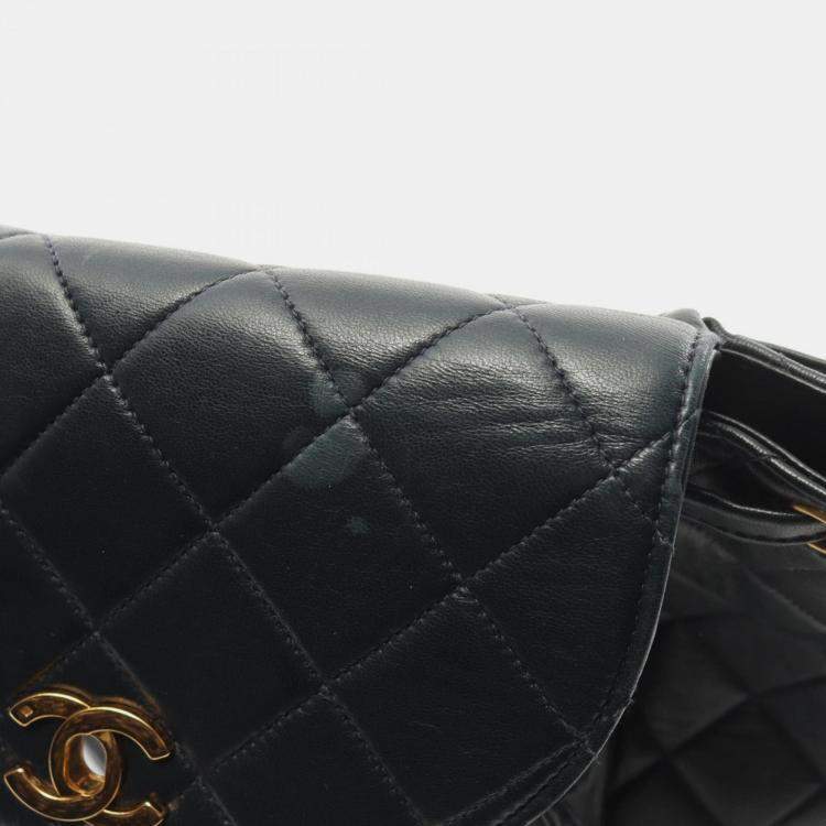 Pre Owned Chanel Matelasse Backpack Lambskin (Sheepskin) Black