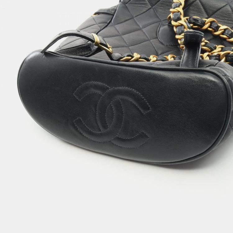 Pre Owned Chanel Matelasse Backpack Lambskin (Sheepskin) Black