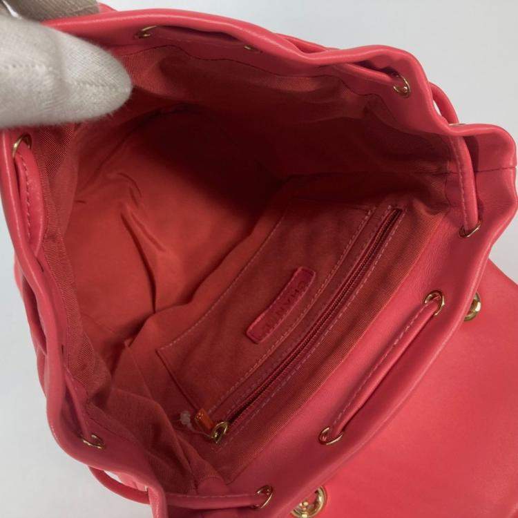 Pre Owned Chanel Cc Coco Mark Matelasse Quilted Backpack In Lambskin Pink