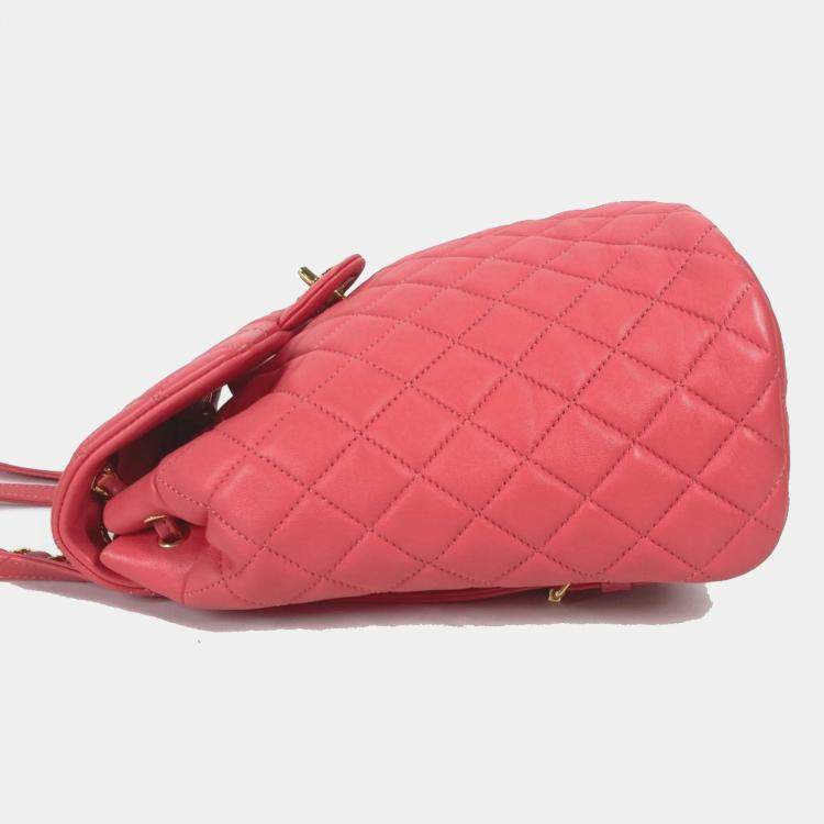 Pre Owned Chanel Cc Coco Mark Matelasse Quilted Backpack In Lambskin Pink