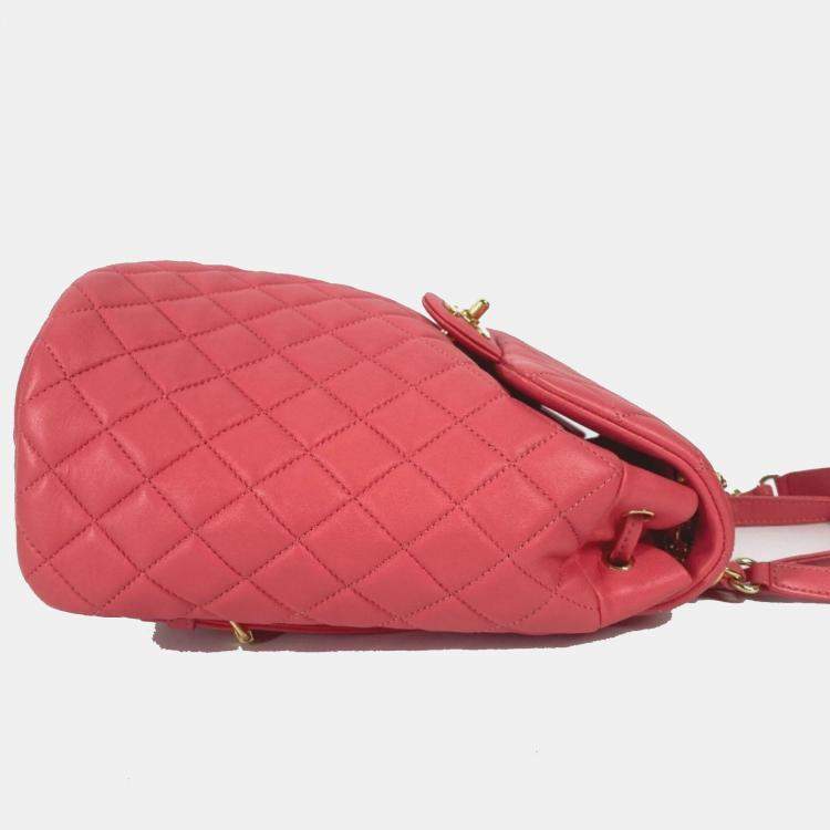 Pre Owned Chanel Cc Coco Mark Matelasse Quilted Backpack In Lambskin Pink