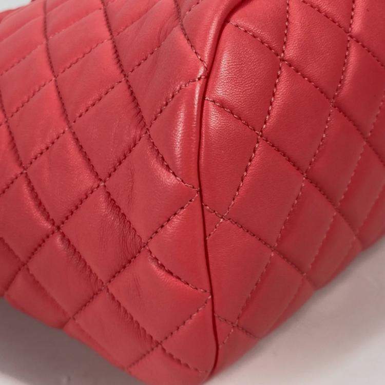 Pre Owned Chanel Cc Coco Mark Matelasse Quilted Backpack In Lambskin Pink