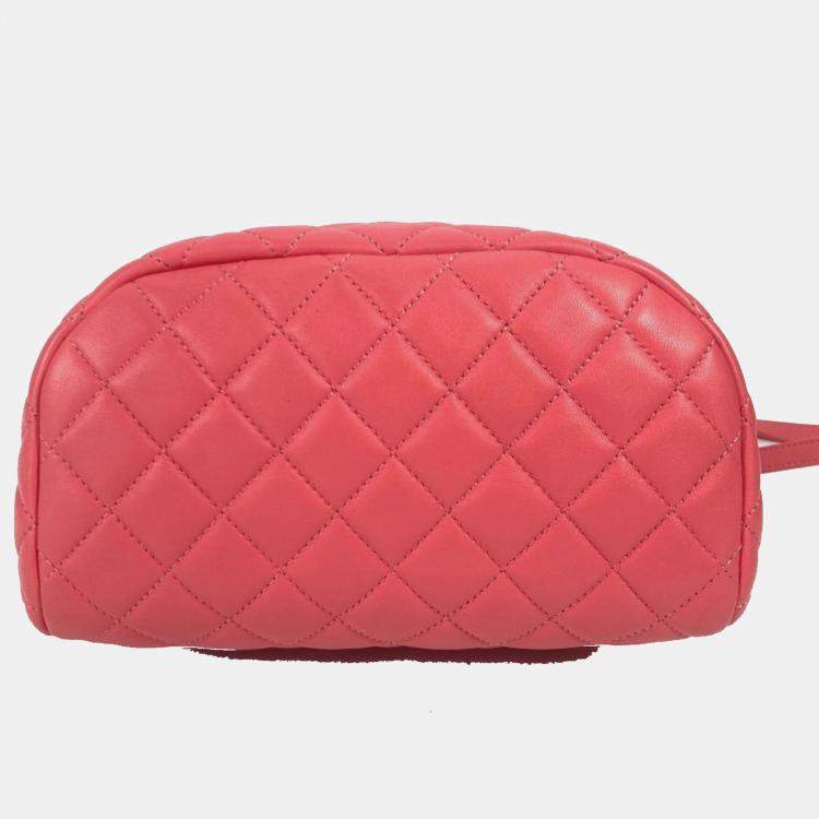 Pre Owned Chanel Cc Coco Mark Matelasse Quilted Backpack In Lambskin Pink