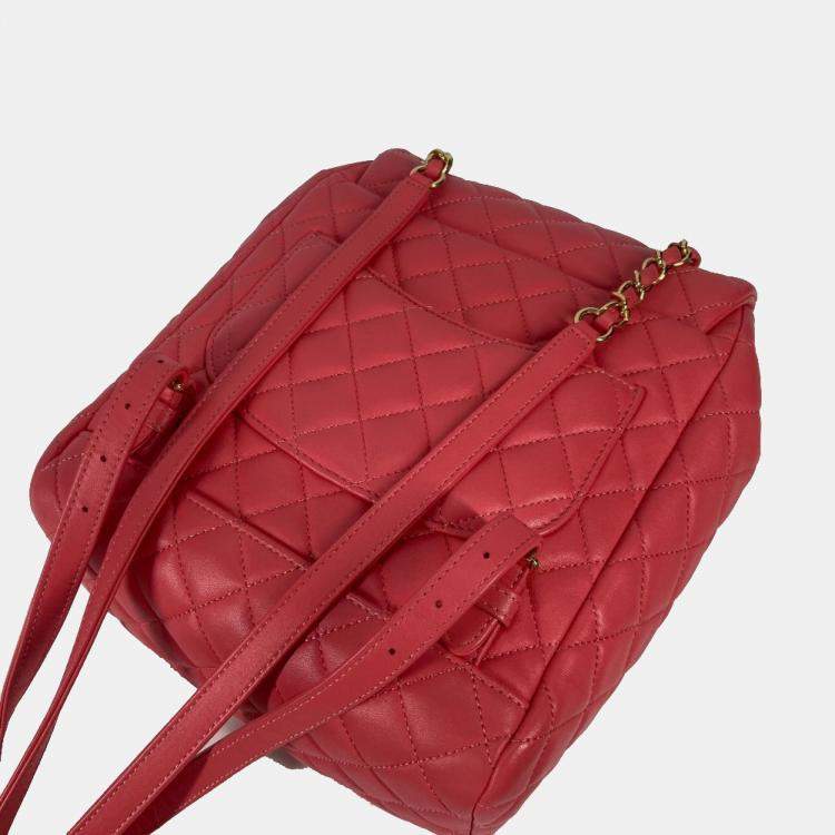 Pre Owned Chanel Cc Coco Mark Matelasse Quilted Backpack In Lambskin Pink