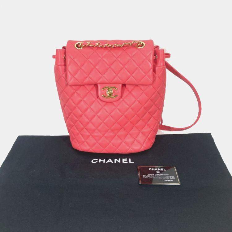 Pre Owned Chanel Cc Coco Mark Matelasse Quilted Backpack In Lambskin Pink