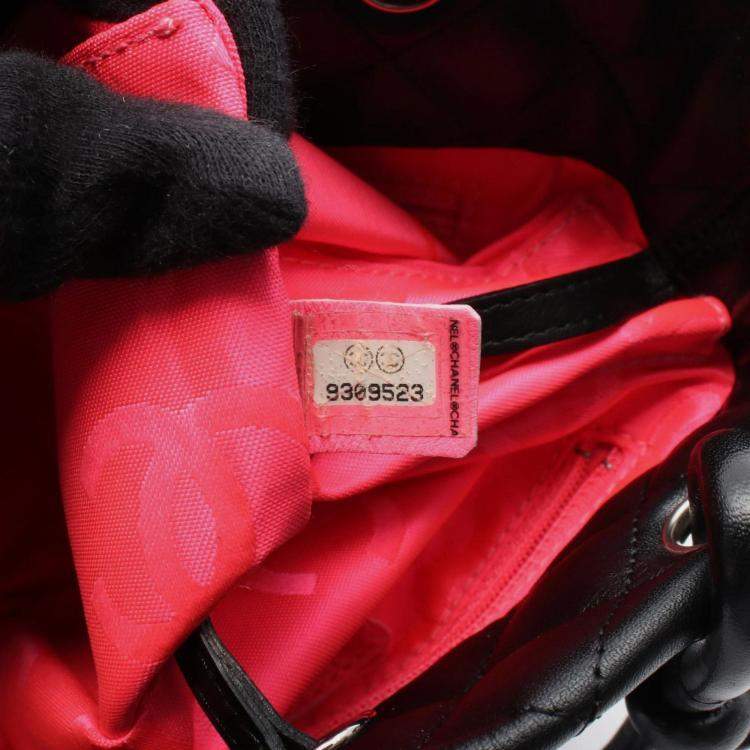 Pre Owned Chanel Cambon Line Small Tote Bag Leather Black And White