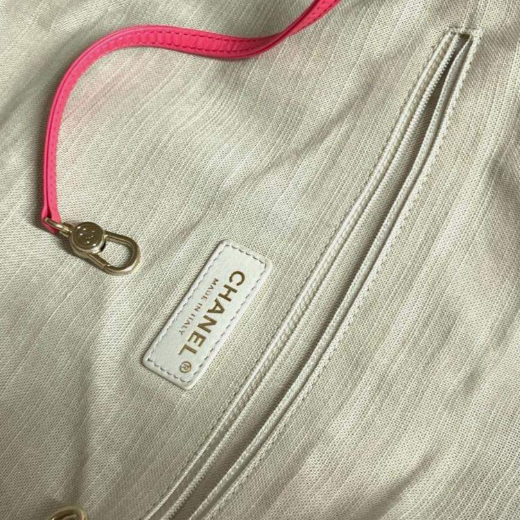 Pre Owned Chanel Cc Coco Mark Logo Deauville Boston Bag 2Way Handbag W Chain Shoulder Canvas Pink