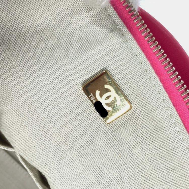 Pre Owned Chanel Cc Coco Mark Logo Deauville Boston Bag 2Way Handbag W Chain Shoulder Canvas Pink