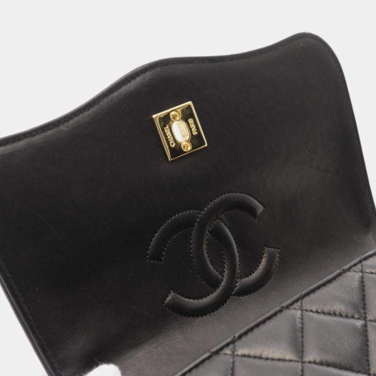 Pre Owned Chanel Matelasse Shoulder Bag Lambskin (Sheepskin) Black