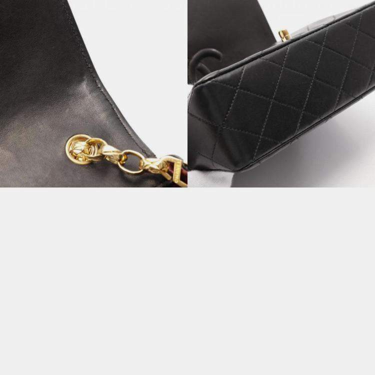 Pre Owned Chanel Matelasse Shoulder Bag Lambskin (Sheepskin) Black