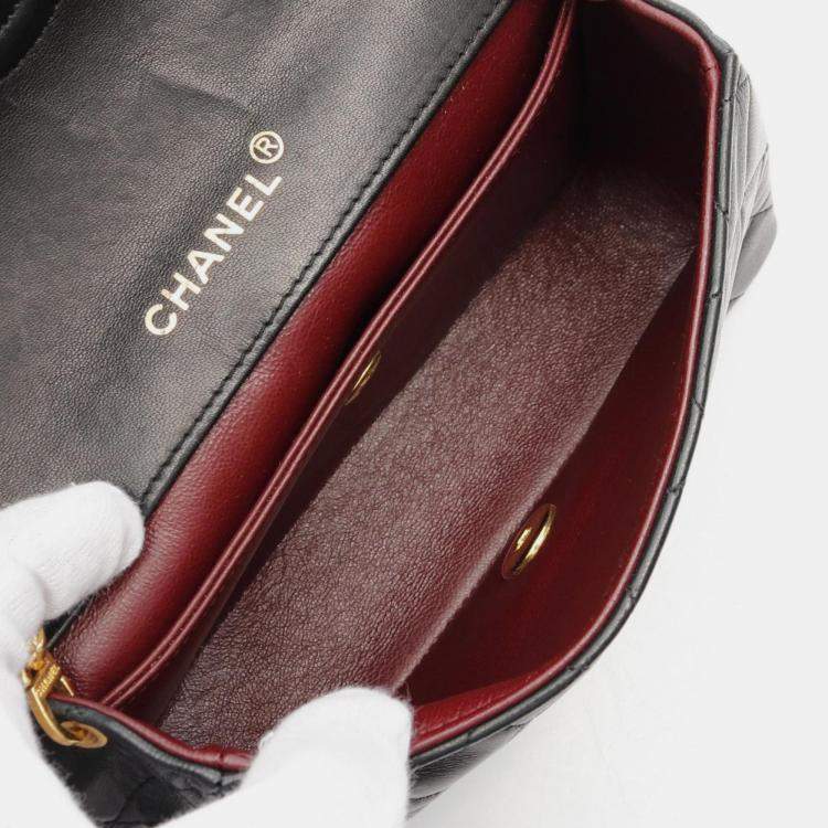 Pre Owned Chanel Matelasse Shoulder Bag Lambskin (Sheepskin) Black