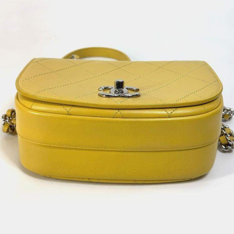 Pre Owned Chanel Cc Coco Mark Stitch Matelasse Chain 2-Way Handbag/Shoulder Bag In Calfskin Yellow