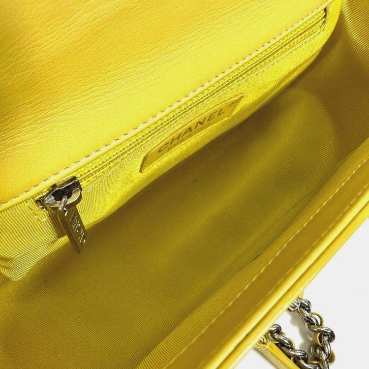 Pre Owned Chanel Cc Coco Mark Stitch Matelasse Chain 2-Way Handbag/Shoulder Bag In Calfskin Yellow
