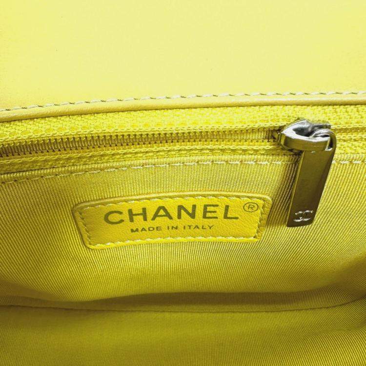 Pre Owned Chanel Cc Coco Mark Stitch Matelasse Chain 2-Way Handbag/Shoulder Bag In Calfskin Yellow