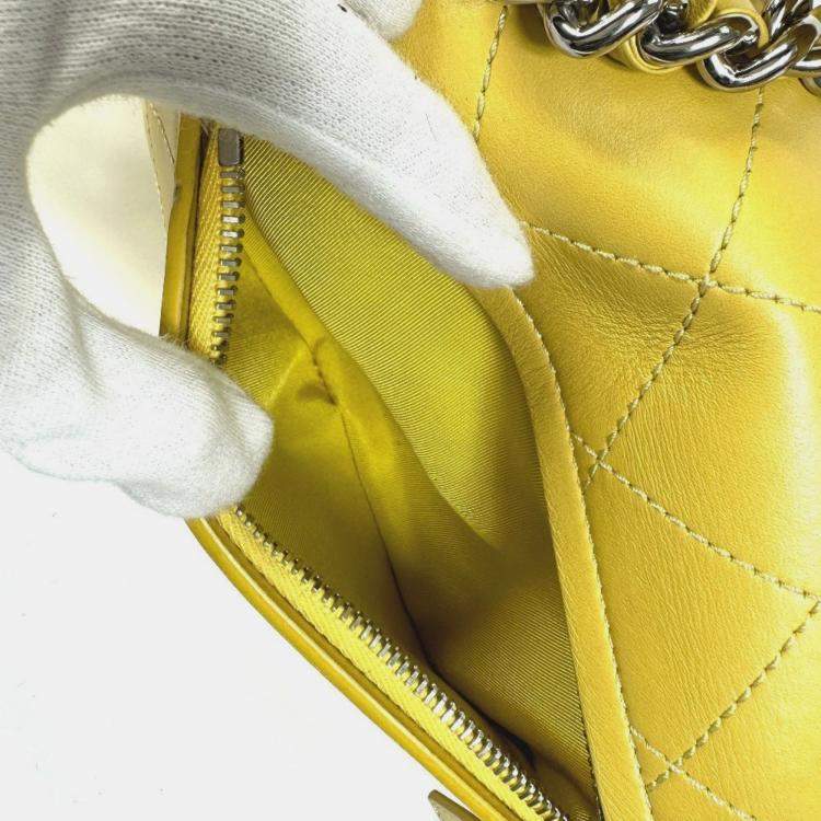 Pre Owned Chanel Cc Coco Mark Stitch Matelasse Chain 2-Way Handbag/Shoulder Bag In Calfskin Yellow