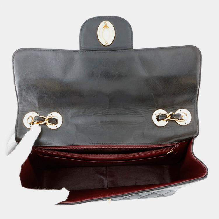 Pre Owned Chanel Chain Shoulder Bag Matelasse 30 With Coco Mark And Lambskin Leather Dekamato Black