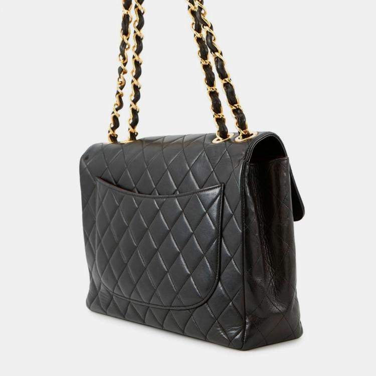 Pre Owned Chanel Chain Shoulder Bag Matelasse 30 With Coco Mark And Lambskin Leather Dekamato Black