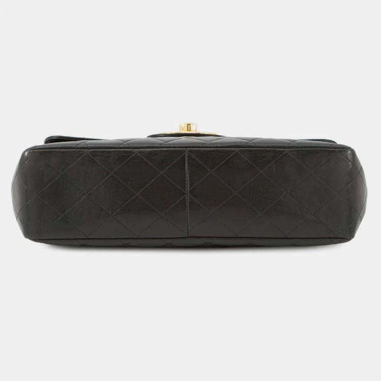 Pre Owned Chanel Chain Shoulder Bag Matelasse 30 With Coco Mark And Lambskin Leather Dekamato Black