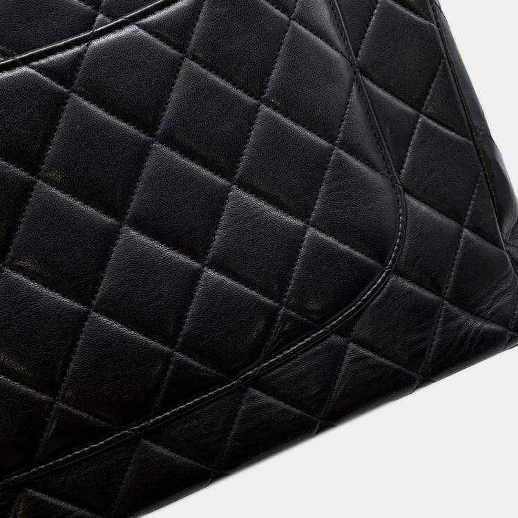 Pre Owned Chanel Chain Shoulder Bag Matelasse 30 With Coco Mark And Lambskin Leather Dekamato Black