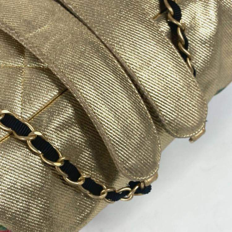 Pre Owned Chanel As0867 Coco Mark Cc Logo Graffiti Bag Backpack Rucksack Leather Canvas Gold