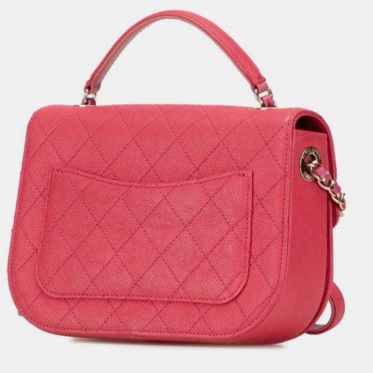 Pre Owned Chanel Matelasse Cc Logo Handbag/Shoulder Bag In Pink Caviar Skin