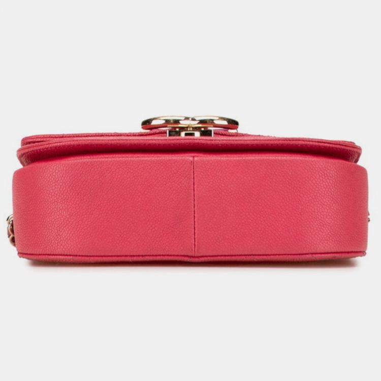 Pre Owned Chanel Matelasse Cc Logo Handbag/Shoulder Bag In Pink Caviar Skin