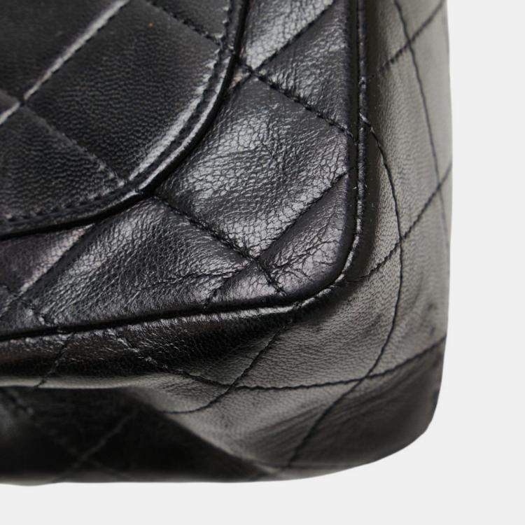 Pre Owned Chanel Mini Matelasse Coco Mark Chain Shoulder Bag In Black Lambskin