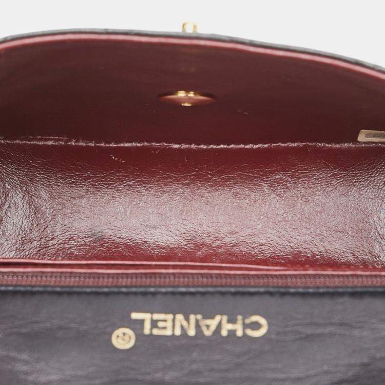 Pre Owned Chanel Mini Matelasse Coco Mark Chain Shoulder Bag In Black Lambskin