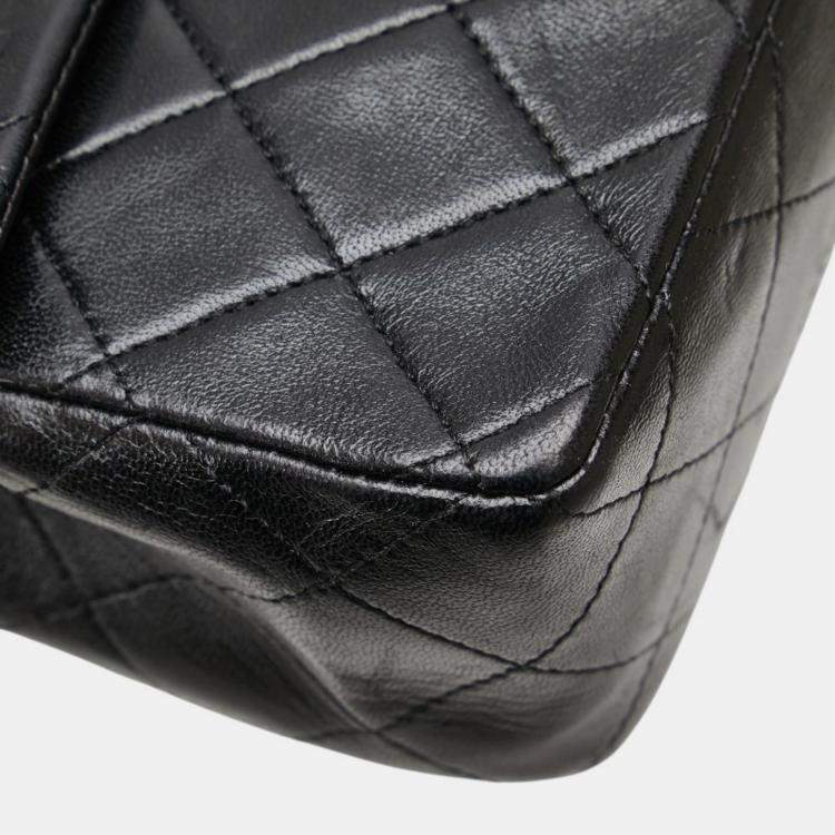 Pre Owned Chanel Mini Matelasse Coco Mark Chain Shoulder Bag In Black Lambskin