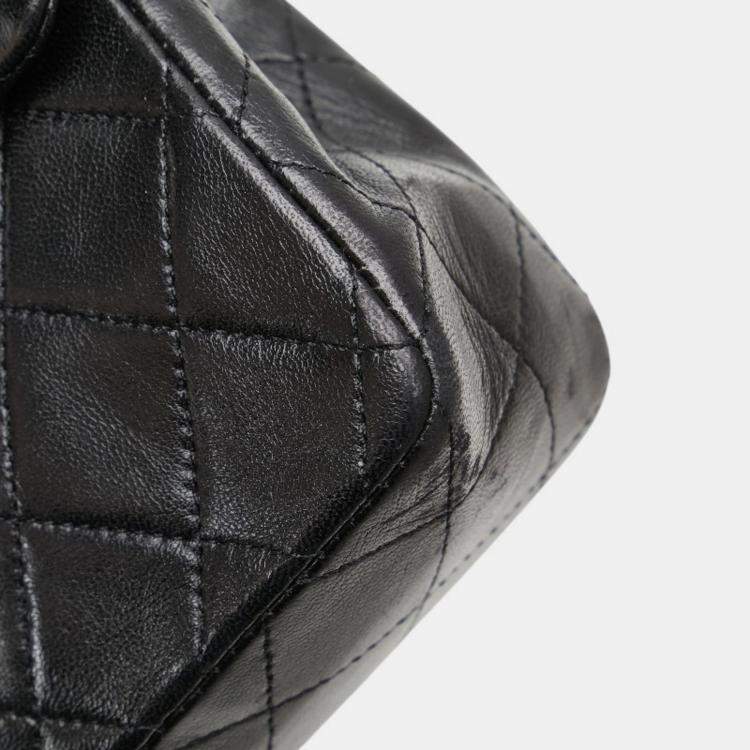 Pre Owned Chanel Mini Matelasse Coco Mark Chain Shoulder Bag In Black Lambskin