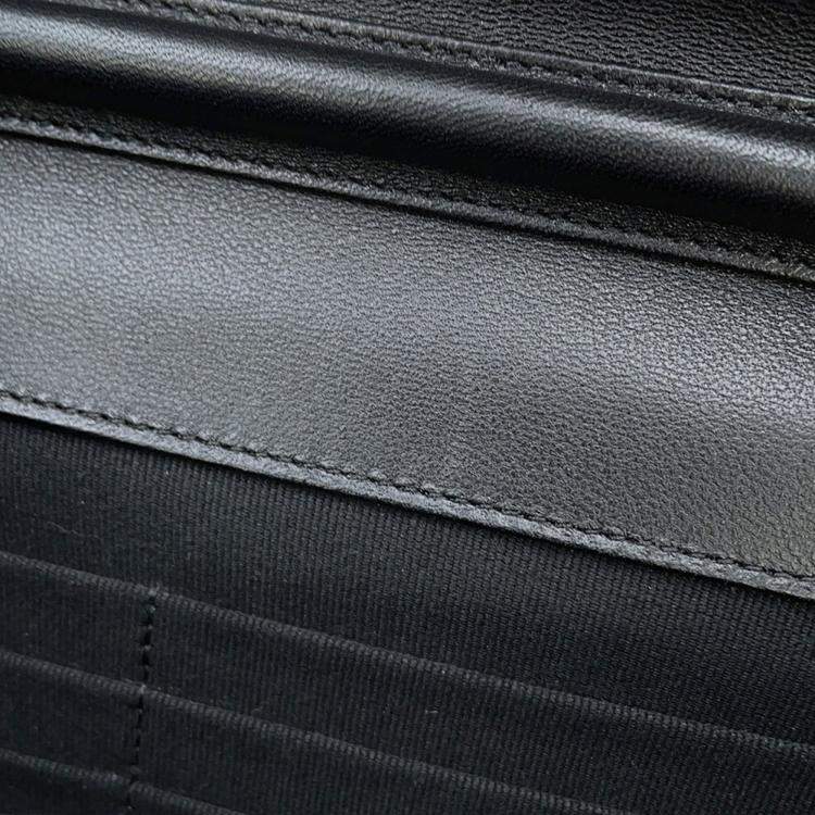 Pre Owned Chanel Monaco Series Chain Wallet With Matelasse And Coco Mark Lambskin Black