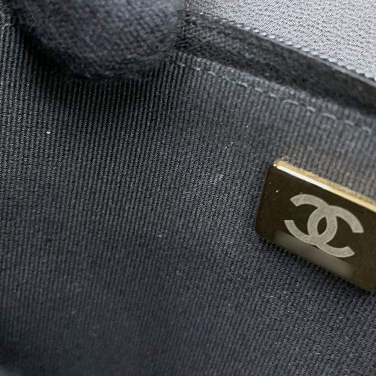 Pre Owned Chanel Monaco Series Chain Wallet With Matelasse And Coco Mark Lambskin Black