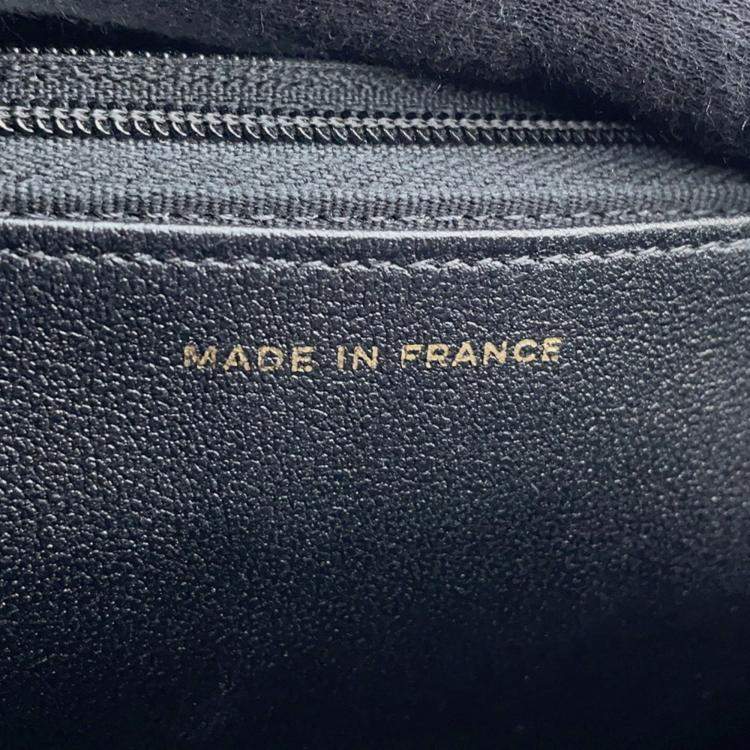 Pre Owned Chanel Monaco Series Chain Wallet With Matelasse And Coco Mark Lambskin Black