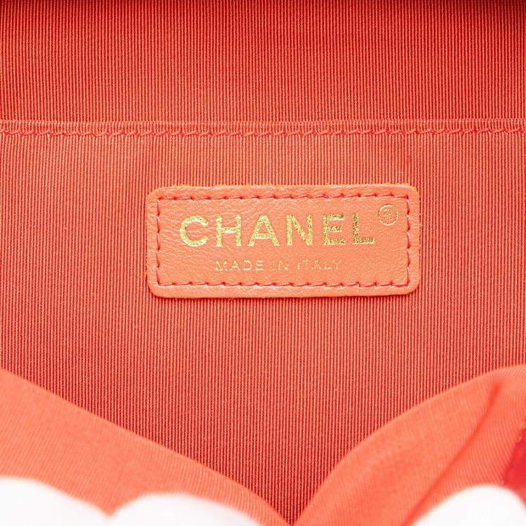 Pre Owned Chanel Matelasse Studs Coco Mark Chain Shoulder Bag In Red And Gold Lambskin