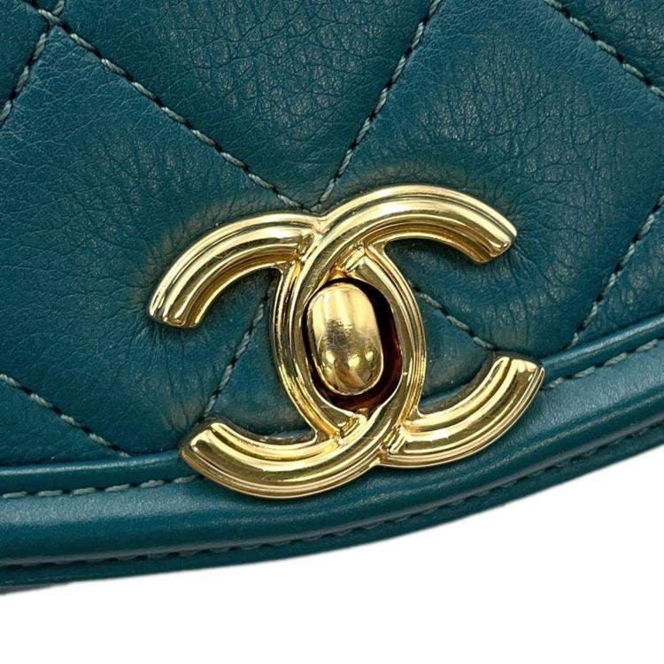 Pre Owned Chanel Chain Shoulder Bag Matelasse Coco Mark Leather