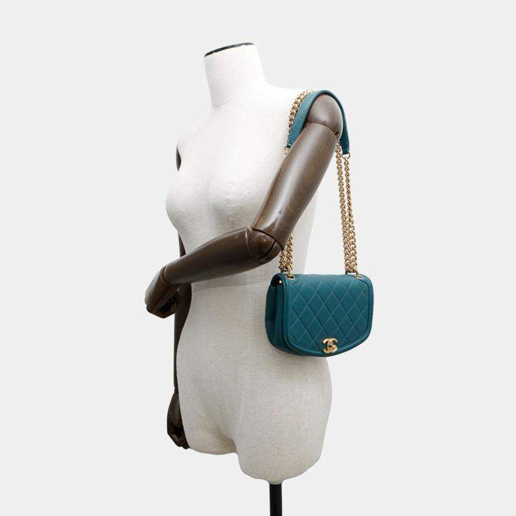 Pre Owned Chanel Chain Shoulder Bag Matelasse Coco Mark Leather