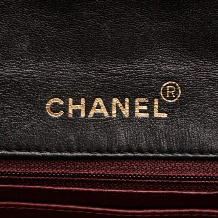 Pre Owned Chanel Matelasse Coco Mark Handbag With Top Handles Black Lambskin