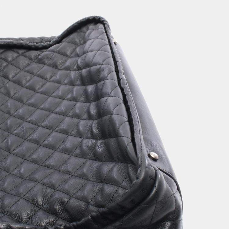 Pre Owned Chanel Matelasse Chain Tote Bag In Lambskin Leather Black