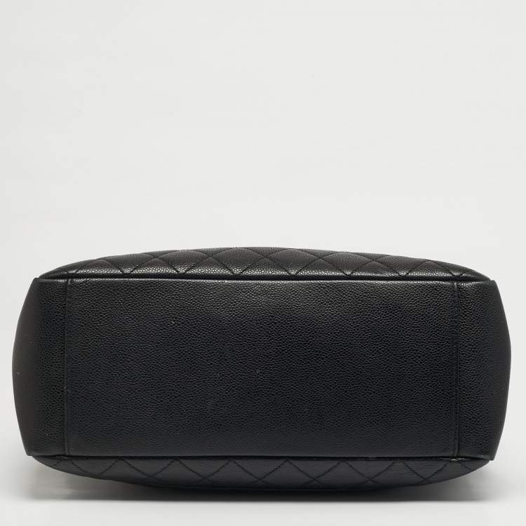 Pre Owned Chanel Grand Shopper Black Quilted Caviar Leather Tote