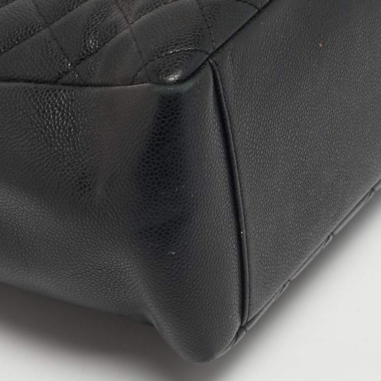 Pre Owned Chanel Grand Shopper Black Quilted Caviar Leather Tote