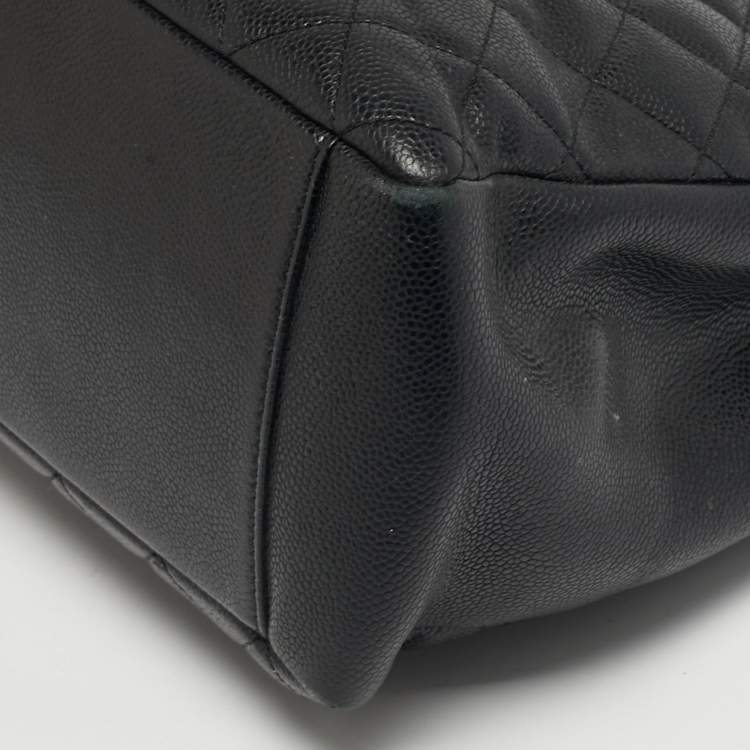 Pre Owned Chanel Grand Shopper Black Quilted Caviar Leather Tote