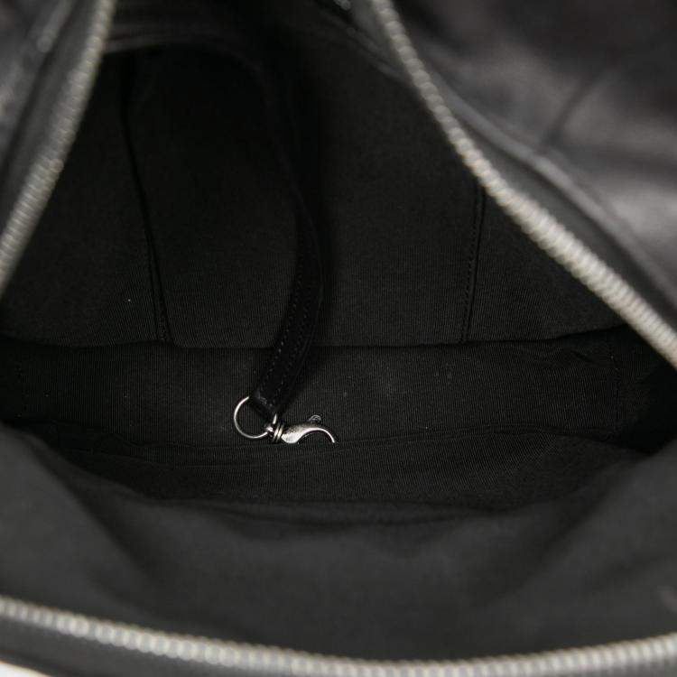 Pre Owned Chanel Black Small CC Calfskin Drawstring Flap Backpack