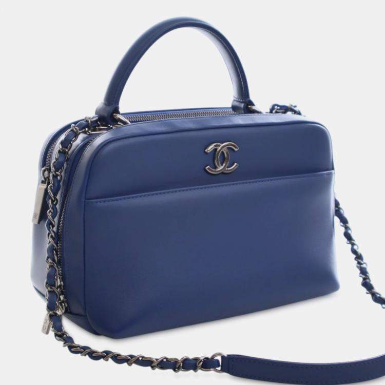 Pre Owned Chanel Blue Medium Calfskin Trendy CC Bowling Bag