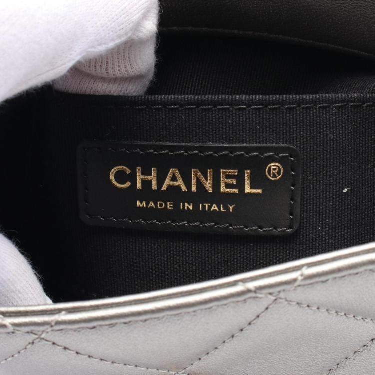 Pre Owned Chanel Matelasse Shoulder Bag Leather Silver